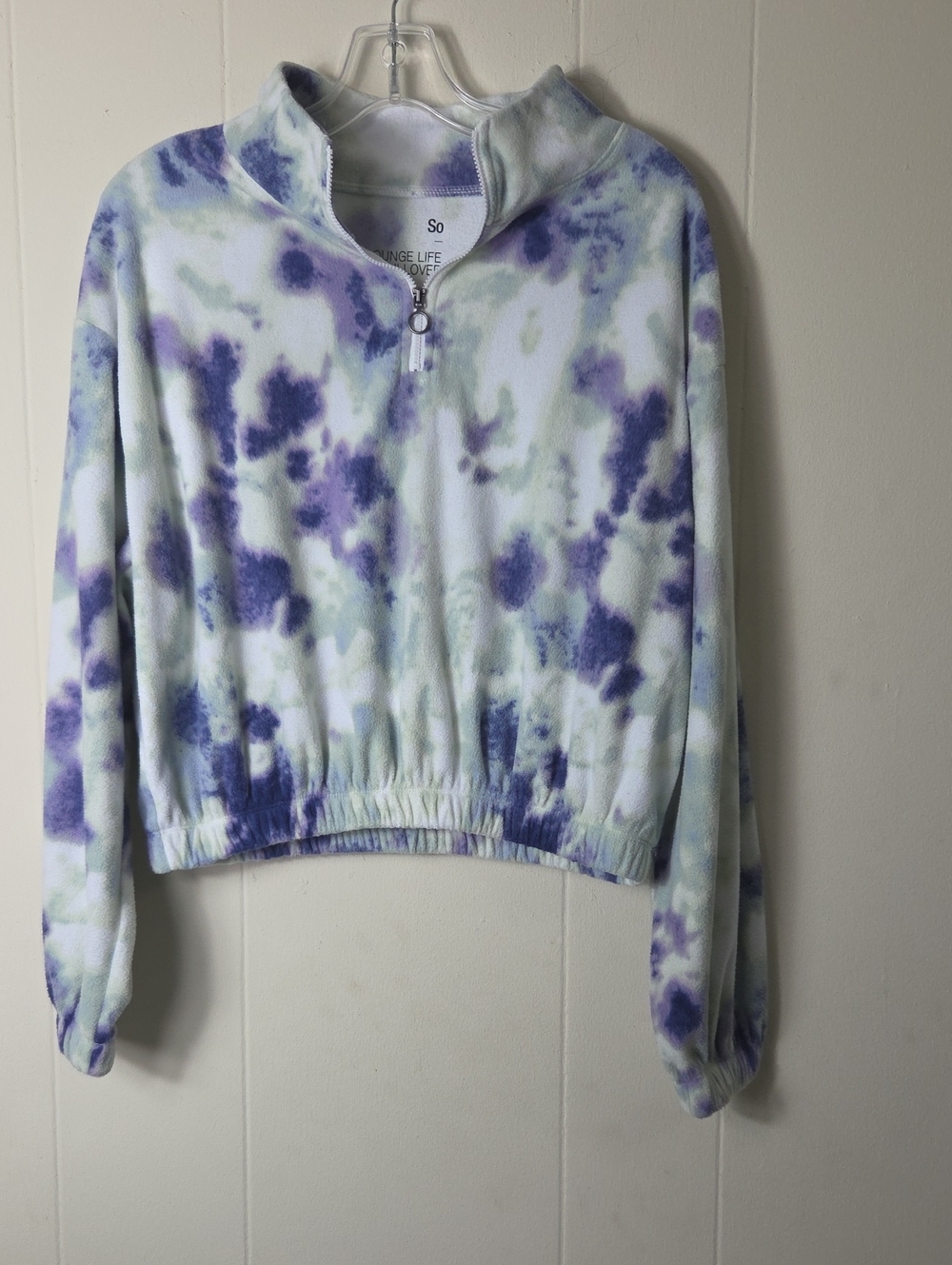 SO Tie-Dye Quarter-Zip Pullover - Purple & Light Blue